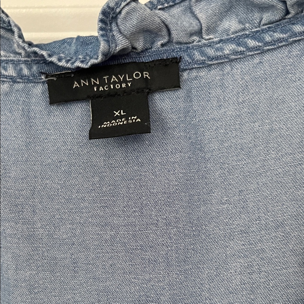 LOFT Ruffled Blue Blouse - Picture 2 of 5